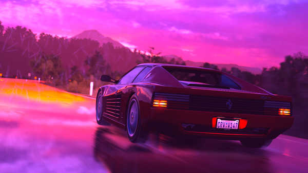 Poster Mobil Ferrari Testarossa Retro Wave Ferrari Ferrari Testarossa APC