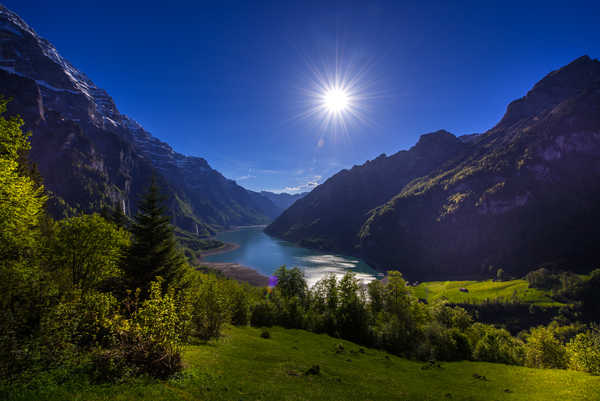 Poster Pemandangan Gunung Switzerland Mountains Lake Scenery Lake Klontal 1Z