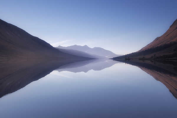 poster pegunungan loch etive mountains landscape mist lake tranquility WPS