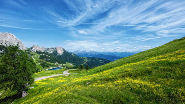 poster pemandangan alam gunung Austria Scenery Mountains Lake Grasslands Sky Oben 1Z