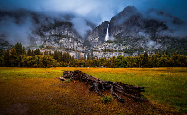 Poster Pemandangan Gunung Mountains Waterfalls USA Scenery Clouds Yosemite 1Z