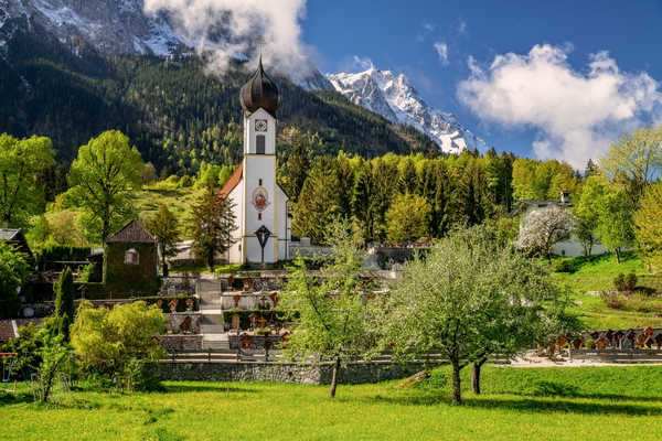 poster gunung Germany Mountains Church Scenery 1Z