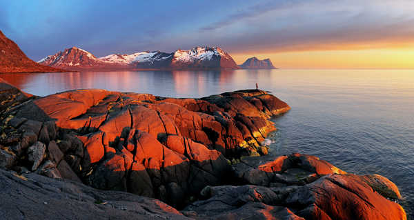 poster pemandangan alam gunung Norway Lofoten Mountains Bay 1Z 001