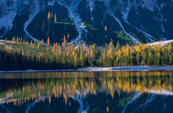 poster pemandangan alam gunung Mountains Lake Forests Italy South Tyrol Dolomites 1Z