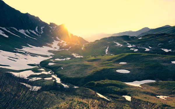 poster gunung sunset allgau alps mountains bavaria germany 4k WPS