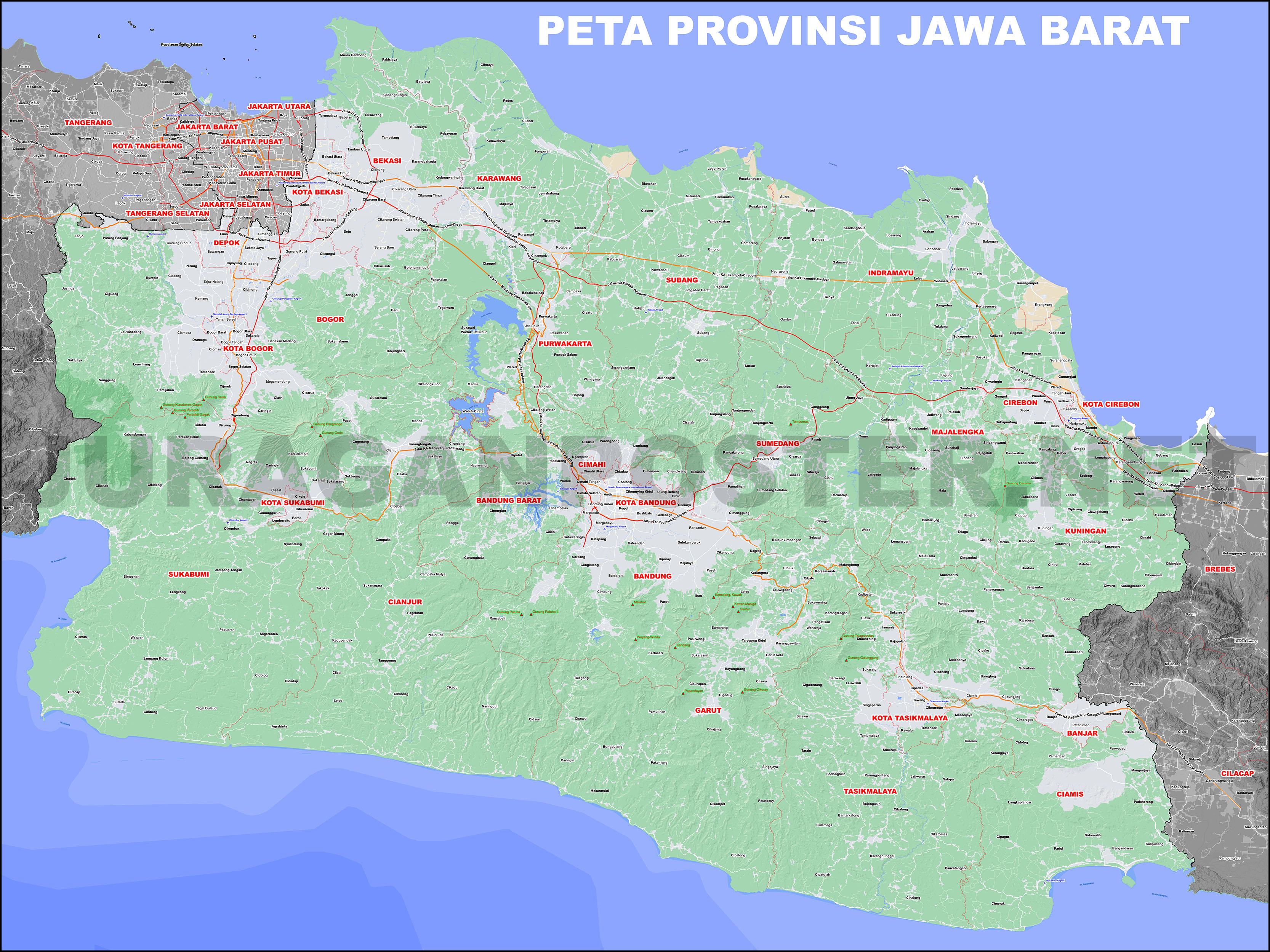 Peta Administrasi Provinsi Jawa Barat Lengkap