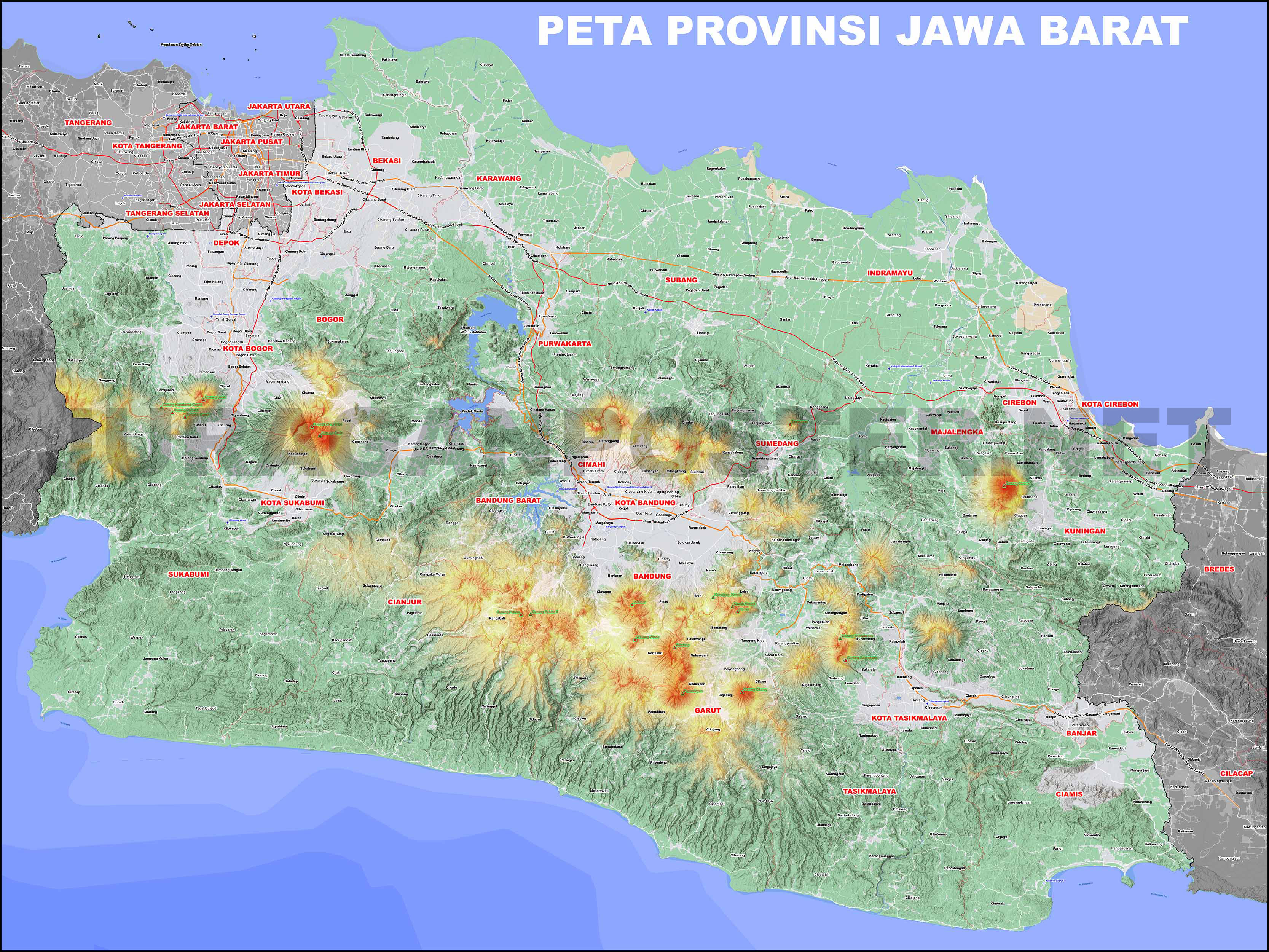 Peta Topografi Jawa Barat Lengkap